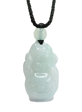 天然缅甸A货翡翠吊坠水润财源滚滚小财神项链女士款锁骨链挂件