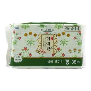 韩国LG贵爱娘贵艾朗卫生巾护垫姨妈巾去异味纯棉加长17.5cm38片