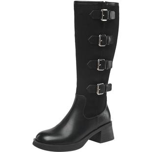 YRC西部高筒骑士靴女士长靴冬季新款不过膝商场同款长筒靴