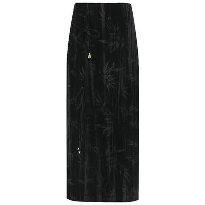 COCOBELLA竹叶拓印丝绒半身裙