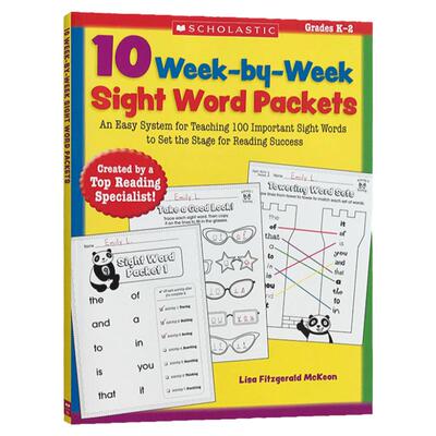 Scholastic 10 Week-By-Week Sight Word Packets 学乐儿童课外英语练习册 英文原版 5-7岁单词拼写书籍 100个常见词 进口英文版