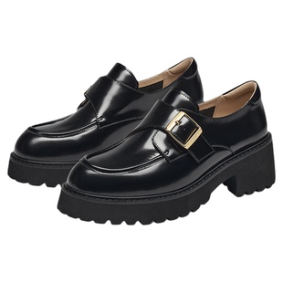 优等生蹀愫2026春季新款厚底增高6厘米黑色乐福小皮鞋T76182A-02