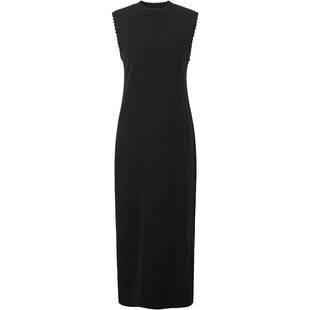 衣香丽影黑色无袖花边针织连衣裙女2026年春装新款莫代尔小黑裙子