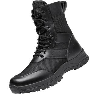 强人3515训练靴网面靴子男超轻透气保安靴高帮马丁靴户外靴战术靴