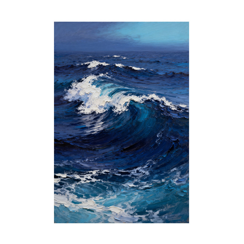 可班海纳百川手绘油画装饰挂画