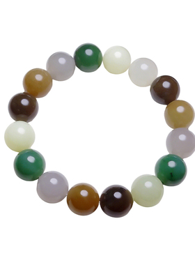 天然和田玉9/10/12mm糖料楼兰三色碧玉多宝手链老型珠手串正品