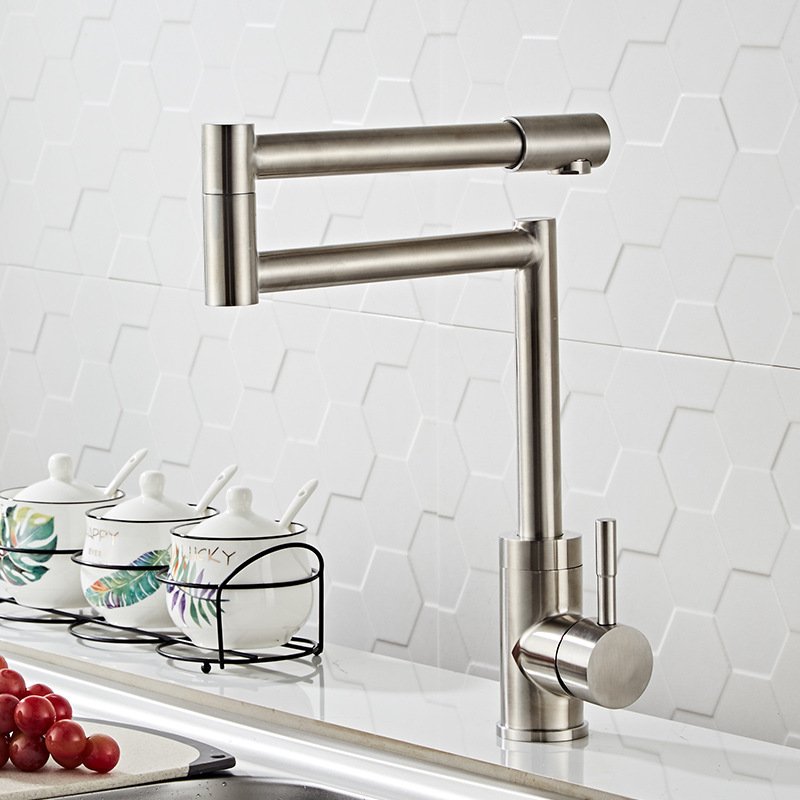 不锈钢厨房折叠洗菜伸缩单孔水龙头台上盆折叠伸缩洗菜冷热水龙头