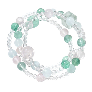 【冰春序】天然白水晶绿萤石莫粉叠戴多层手链好运礼物送闺蜜手串