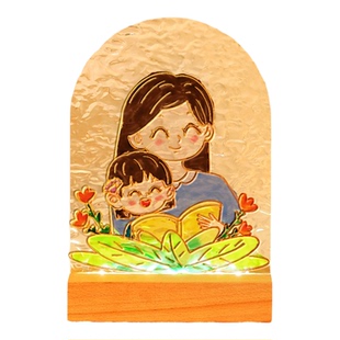 元旦郁金香玻璃画小夜灯diy手工绘画自制水波纹透明板涂鸦礼物