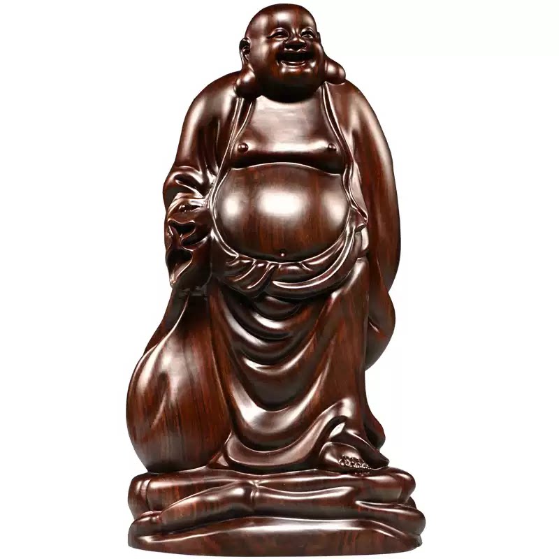 黑檀木雕弥勒佛客厅玄关装饰摆件