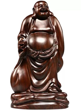黑檀木雕弥勒佛客厅玄关装饰摆件