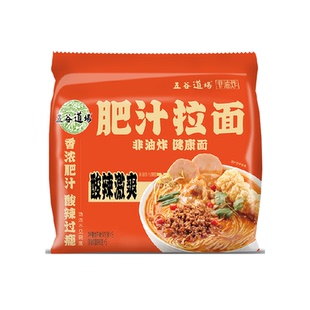 五谷道场非油炸面肥汁拉面5包装酸辣口味懒人早餐速食袋装泡面