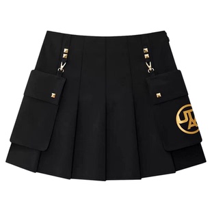 韩国高尔夫球服裙子25秋季新款女士百搭半身裙字标口袋百褶短裙