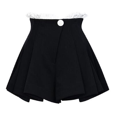 LEFAME撞色俏皮百褶半裙