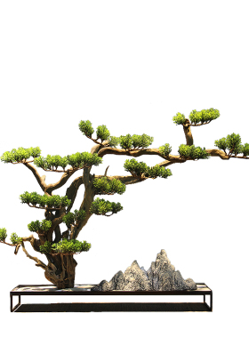 新中式风玄关桌茶室陶瓷迎客松