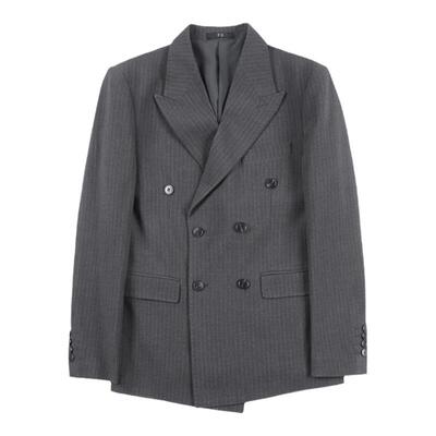 韩版男士双排扣条纹商务西服