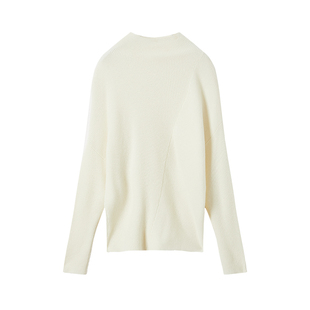 CROWNLESS未冕25秋冬新亲肤美丽奴羊毛纱解构坑条分割微荡领毛衣