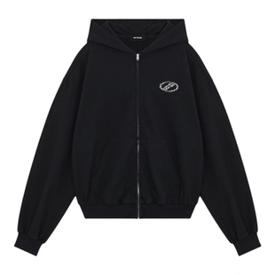 【明星同款】WE11DONE26春季新品男女同款廓形拉链连帽衫简约