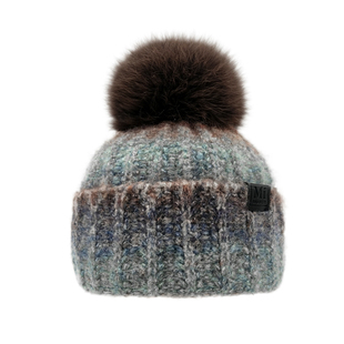 冰岛星空渐变色段染针织帽子女秋冬羊毛保暖护耳狐狸毛球毛线帽