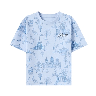 多多家男童满印T恤短袖凉感纯棉夏装2026新款夏季儿童男孩上衣潮