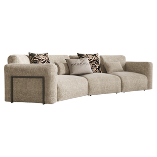 PAULJOHN弧形沙发别墅客厅进口棉麻布艺意式轻奢新款异形羽绒沙发