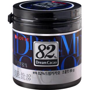 lotte韩国进口乐天梦黑巧克力罐装百分之72黑色块小粒豆56%82%72%