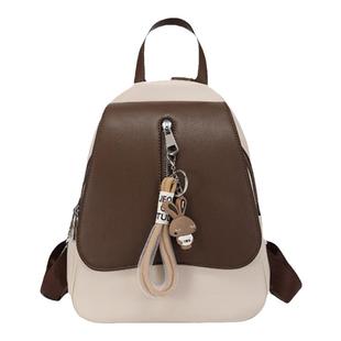 稻草人双肩包女2025新款撞色大容量旅行背包轻便时尚学生书包正品