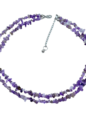 原创手作紫西梅天然矿石紫晶项链