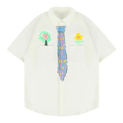手绘涂鸦短袖衬衫男夏季衬衣外套