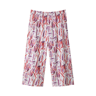 三枪2026春夏全棉睡裤女士水柔棉时尚印花七分裤可外穿家居裤