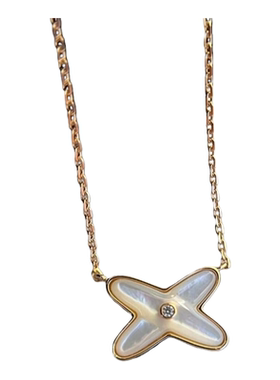 正确版！轻奢定制交叉项链18K