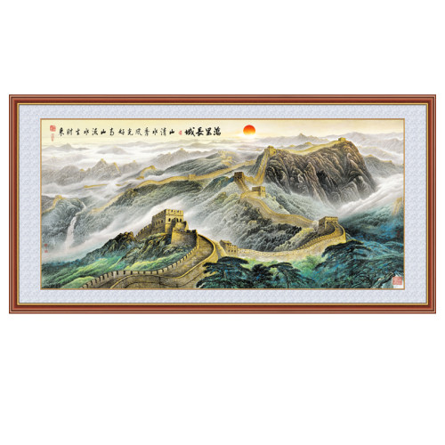 客厅装饰画办公室中式沙发背景墙贴自粘墙纸壁画万里长城画靠山图