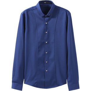 PINLI品立秋季新款纯色修身免烫抗皱衬衫男商务休闲长袖衬衣