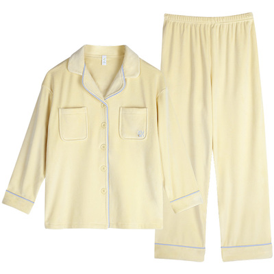 轩靓海岛绒睡衣女秋冬季加绒加厚