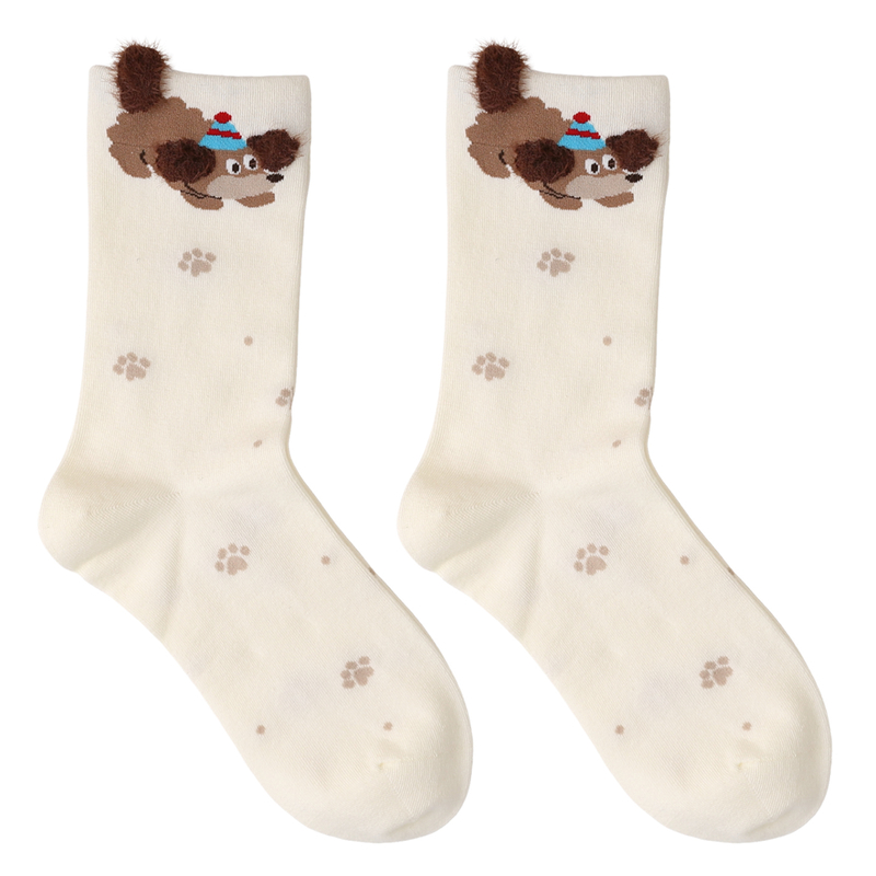 不会丢的袜子 可爱动物中筒袜女初中生秋季纯棉ins潮创意无骨长袜