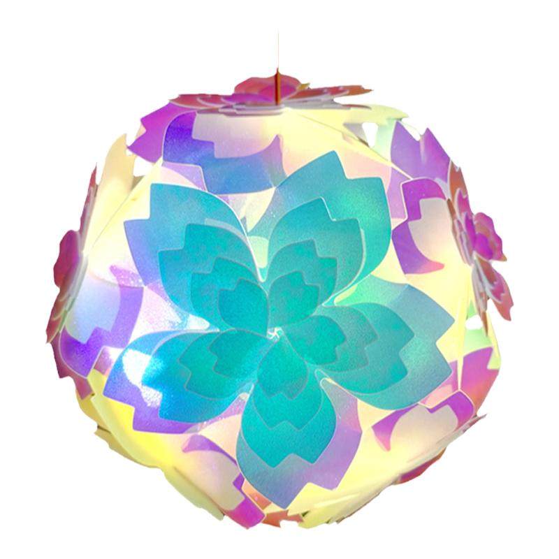 镭射炫彩灯笼拼装手工diy材料包花灯儿童手提发光夜灯新款清明节