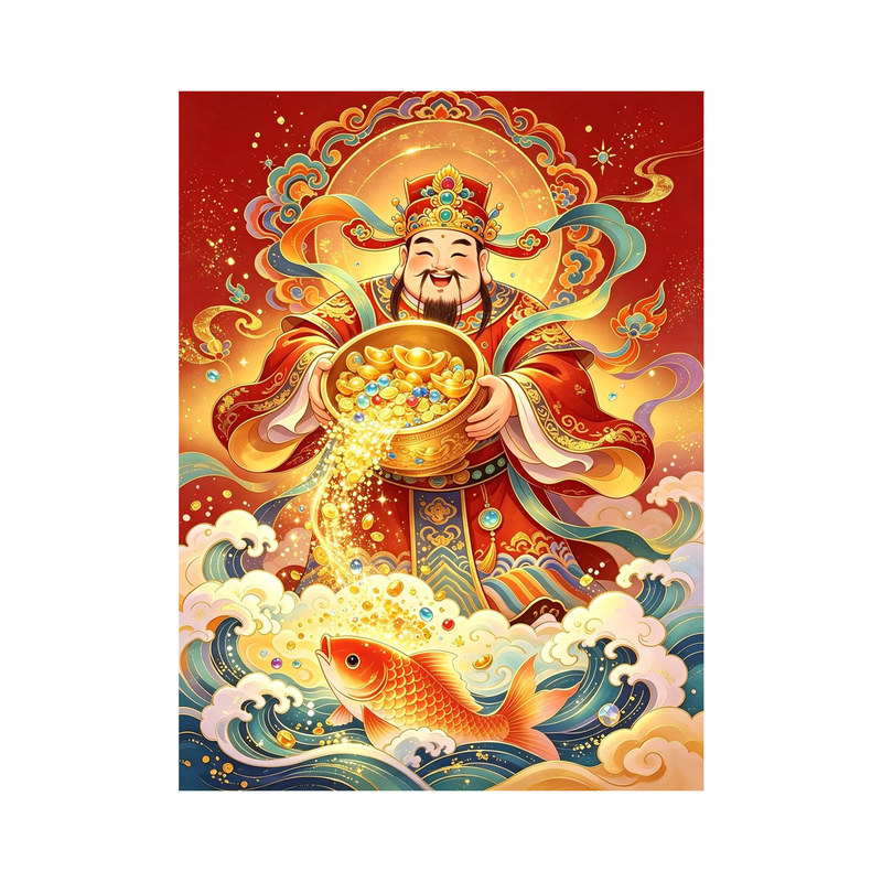 财神爷钻石画满钻2026新款客厅现代中国风贴钻十字绣刺绣公司开业