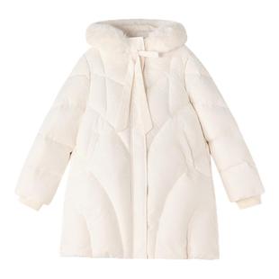 笛莎官方旗舰童装女童厚款羽绒服冬季儿童时尚蓄热保暖三防大毛领