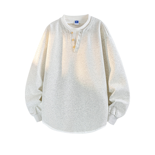 回力假两件亨利领卫衣男士秋冬季2025新款加绒加厚长袖打底衫上衣