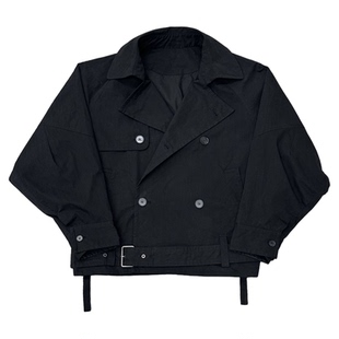 Tobefly短款双排扣风衣 轻薄科技面料春季新款FY0703