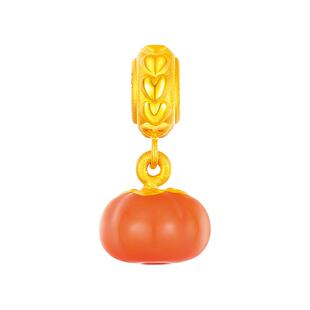 新航黄金足金挂坠柿柿柿如意心想事成柿子小吊坠黄金小滴溜小配件