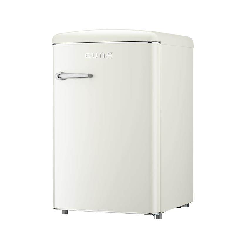 euna优诺106升迷你家用小型可爱冷藏冷冻一体高颜值复古饮料冰箱