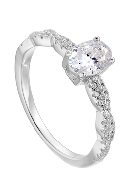 AHCHOO 静奢高级感1克拉莫桑石鸽子蛋戒指S925银椭圆碎钻蛋形指环