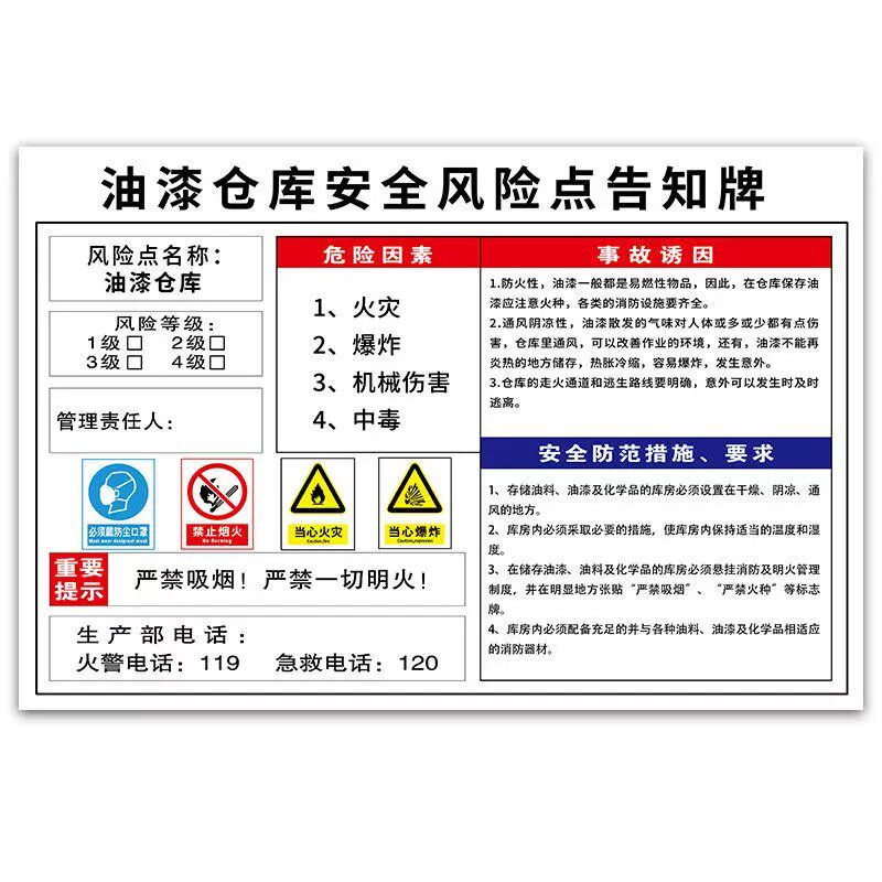 喷漆房安全标识牌油漆警示标志