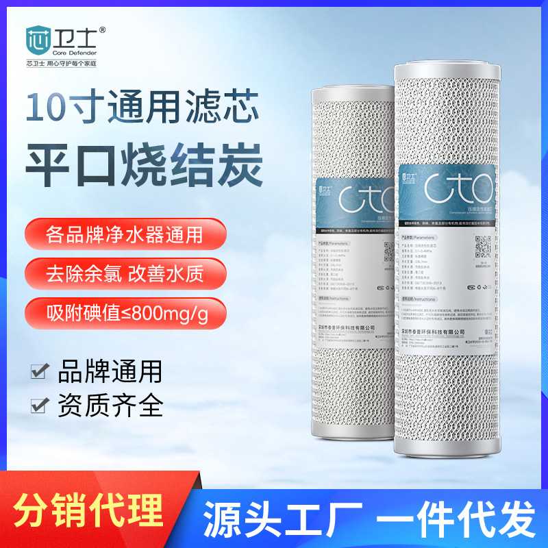 净水器CTO压缩烧结活性炭滤芯过滤碳棒寸配件椰净水机壳活性炭10