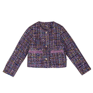 LittleNaive女童小香风外套春秋季时尚短款西装儿童洋气呢子上衣