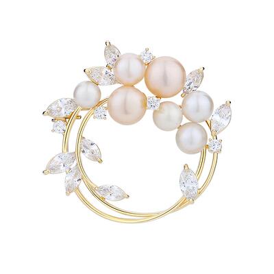 Abenheart丹麦天然珍珠花环胸针