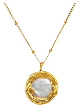 黄铜镀金天然巴洛克珍珠锁骨链