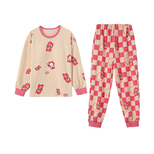 睡衣女春秋季纯棉自带胸垫一体套装200斤长袖裤胖MM夏冬款家居服