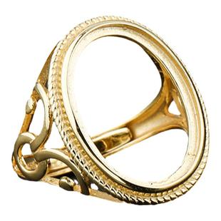 多链接S925纯银镀黄金色戒指托 镶嵌蜜蜡绿松石琥珀青金石活口戒